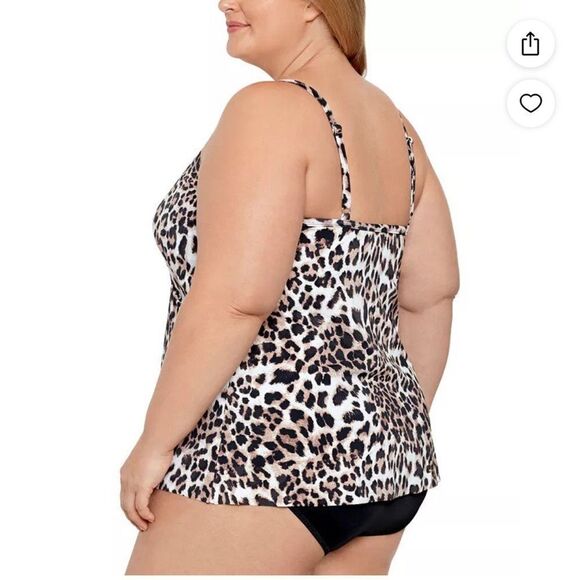 NWT Swim Solutions HIDDEN SPOTS Knotted Flyaway Fauxkini One-Piece Swimsuit - Picture 3 of 8